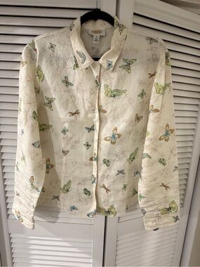 Talbots Button-Up Linen Blouse